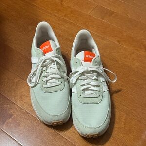 Adidas Mint Green Sneakers with Orange and White Details